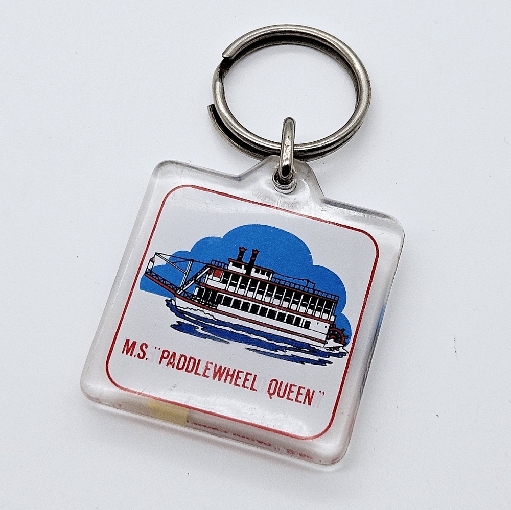VINTAGE | M.S."Paddlewheel Queen" historical nautical boat acrylic keychain